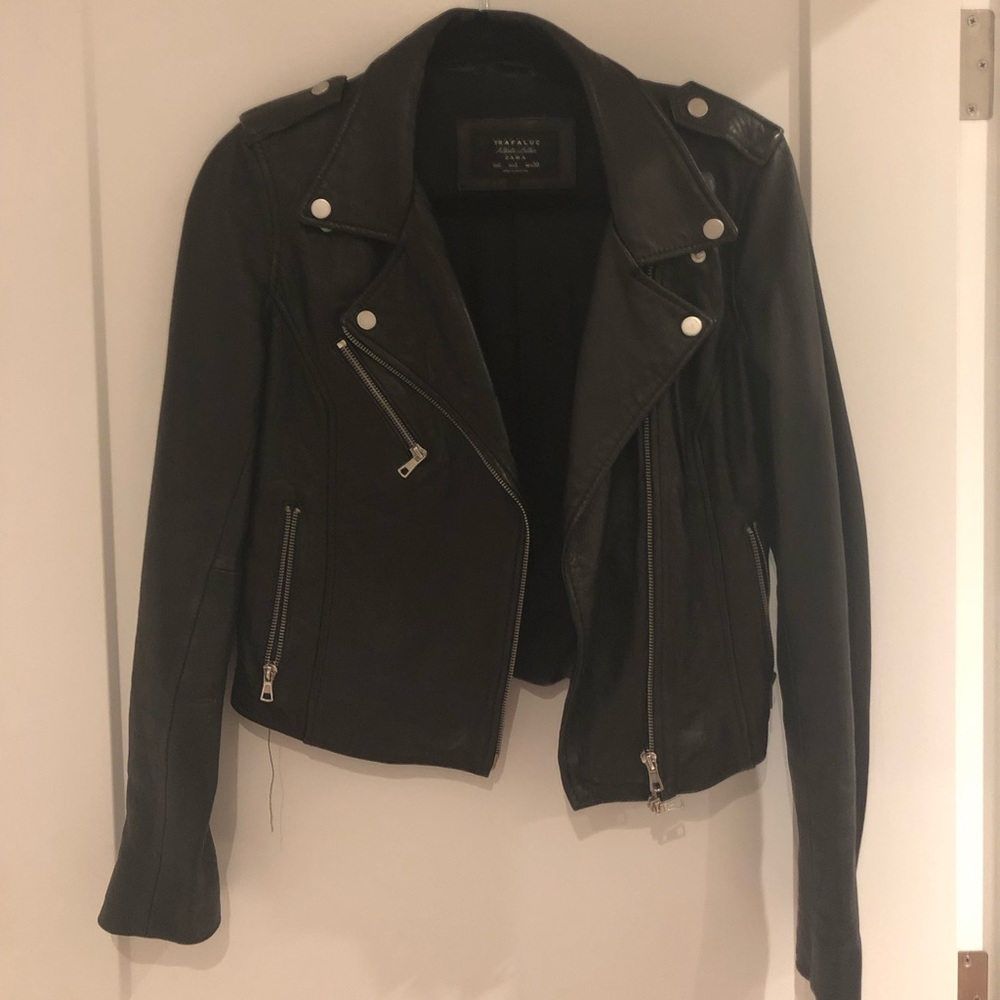 Zara Genuine Leather Moto Jacket